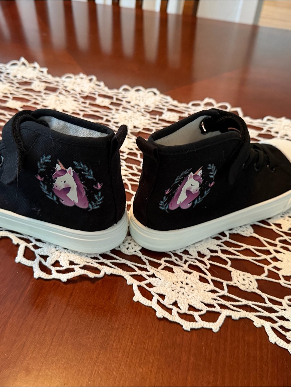 Kids Black Unicorn High-Top Sneakers